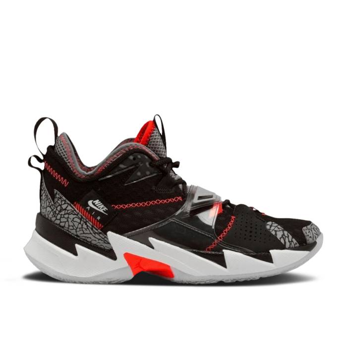 ナイキ　エアジョーダン Air Jordan 【 Jordan Why Not Zer0.3 'Black Cement' Men Black/Bright Crimson/Cement Grey/White 】 メンズ 黒色 ブラック クリムゾン 灰色・シメント 灰色 グレー 白色 ホワイト