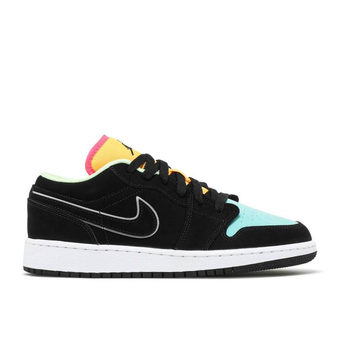 ナイキ　エアジョーダン Air Jordan 【 Jordan 1 Low Se Gs 'Aurora Green' Youth Black/Aurora Green/Laser Orange 】 ジュニア キッズ 黒色 ブラック green 緑・グリーン Laser レーザー orange 橙・オレンジ｜スニケス