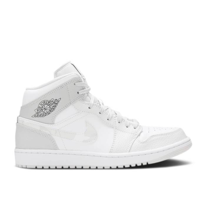 ナイキ エアジョーダン Air Jordan 【 Jordan 1 Mid Se ガウス \u0027Swoosh Logo - Grey Camo\u0027 Youth White/Photon Dust/Grey Fog 】 ミッド ロゴタイプ 薄墨色 薄墨色 お坊っちゃん キッズ 白いこと 白いこと 薄墨色 薄墨色
