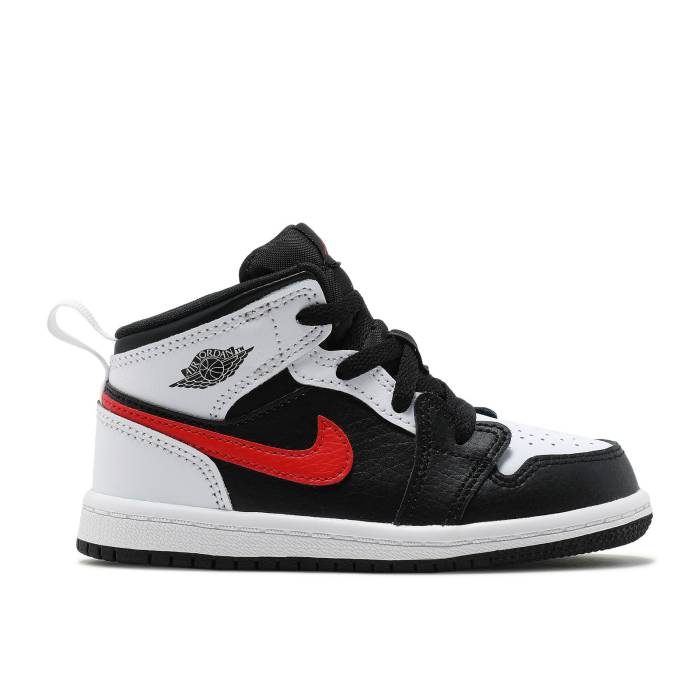 ナイキ エアジョーダン Air Jordan 【 Jordan 1 Mid Td \u0027Chile Red\u0027 Infant Black/Chile Red/White 】 ミッド もの言う花 黒いこと 黒いこと Red 赤・赤いこと 白いこと 白いこと