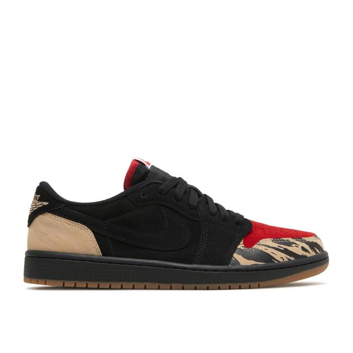 ナイキ エアジョーダン Air Jordan 【 Solefly X Jordan 1 Low Retro Og Sp \u0027Everglades\u0027 Men Black/Sport Red/Desert/Gum Medium Brown 】 レトロ メンズ 黒いこと 黒いこと Red 赤・赤いこと 赤銅色 赤銅色