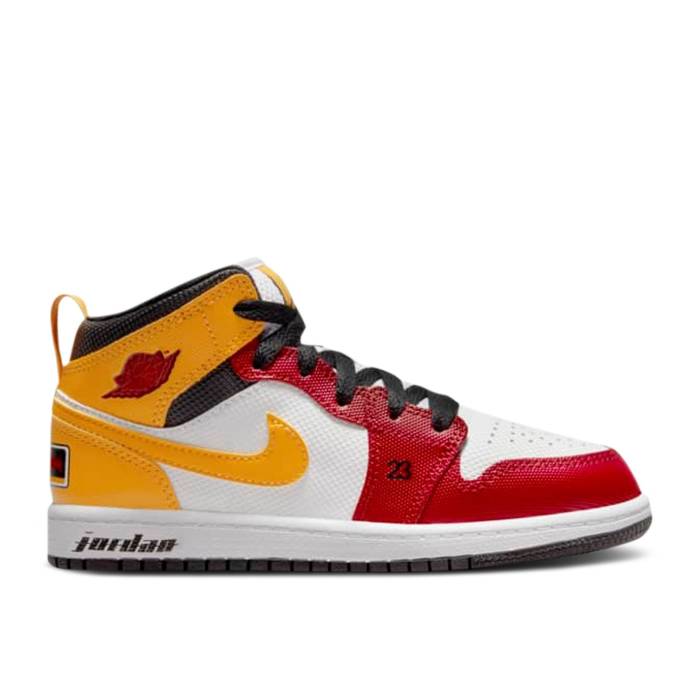 ナイキ エアジョーダン Air Jordan 【 Jordan 1 Mid Se Ps \u0027Motorsport\u0027 Youth White/Black/University Gold/Gym Red 】 ミッド 御坊っちゃん キッズ 白いこと 白いこと 黒いこと 黒いこと ゴールド Red 赤・赤いこと キッズファッション-キッズ・ベビー・マタニティ