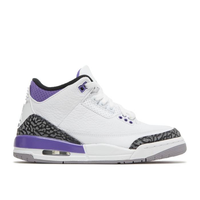 ナイキ エアジョーダン Air Jordan 【 Jordan 3 Retro Gs Dark Iris Youth White/Black/Dark Iris/Cement Grey 】 レトロ ジュニア キッズ 白色 ホワイト 黒色 ブラック 灰色・シメント 灰色 グレー