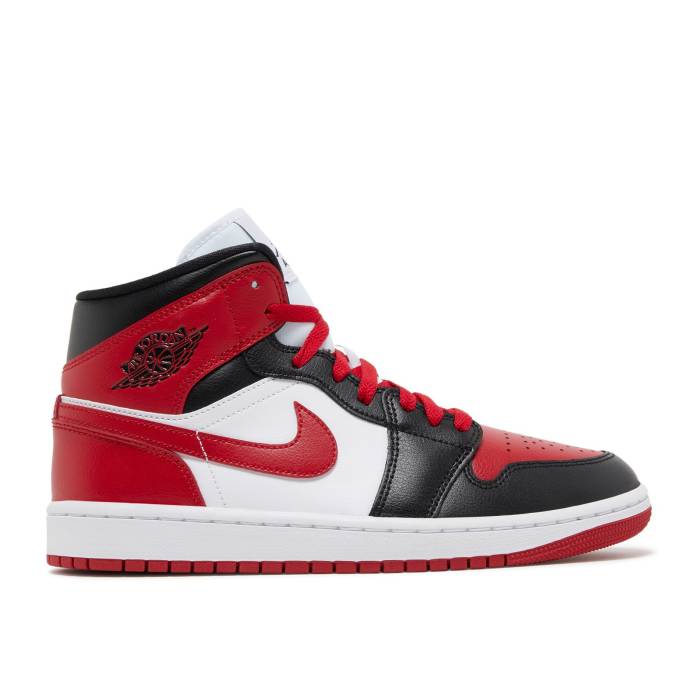 ナイキ　エアジョーダン Air Jordan 【 Wmns Jordan 1 Mid 'Alternate Bred Toe' Women Black/White/Gym Red 】 ミッド レディース 黒色 ブラック 白色 ホワイト Red 赤・レッド