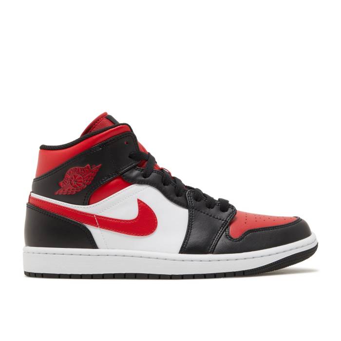 ナイキ エアジョーダン Air Jordan 【 Jordan 1 Mid Bred Toe Men Black/White/Fire Red 】 ミッド メンズ 黒色 ブラック 白色 ホワイト ファイア Red 赤・レッド