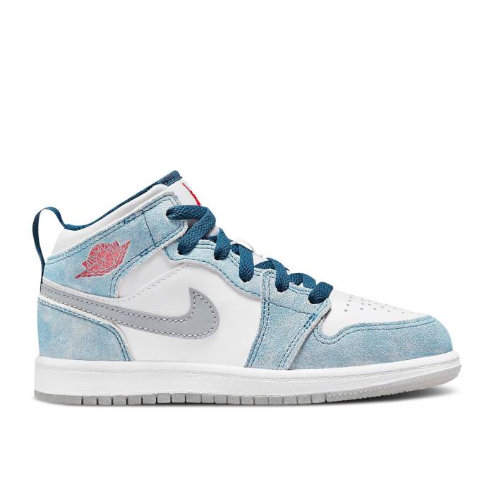 ナイキ エアジョーダン Air Jordan 【 Jordan 1 Mid Se Ps French Blue Youth French Blue/White/Light Steel Grey/Fire Red 】 ミッド ジュニア キッズ 青色 ブルー 白色 ホワイト Steel スティール 灰色 グレー ファイ