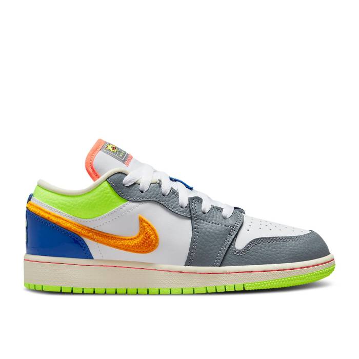 ナイキ エアジョーダン Air Jordan 【 Jordan 1 Low ガウス \u0027Hoops\u0027 Youth White/Coconut Milk/Shadow Green/Laser Orange 】 御坊っちゃん キッズ 白いこと 白いこと シャドー・シャドウ green 緑・緑であること Laser レーザ orange 橙 靴-キッズファッション-スニーカー