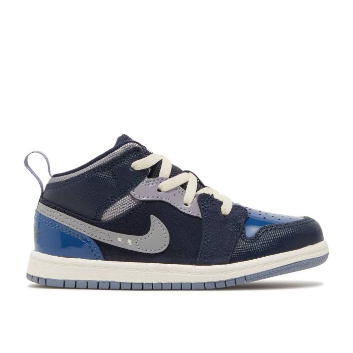ナイキ エアジョーダン Air Jordan 【 Jordan 1 Mid Se Craft Td \u0027Inside Out - Obsidian\u0027 Infant Obsidian/French Blue/Ashen Slate/White 】 ミッド もの言う花 青碧 青碧 白いこと 白いこと