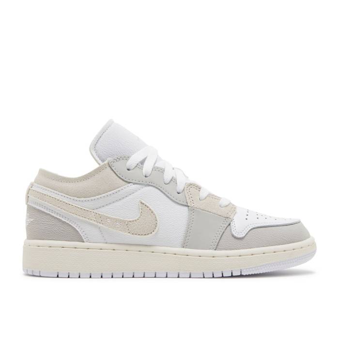 ナイキ エアジョーダン Air Jordan 【 Jordan 1 Low Se Craft Gs 'Inside Out - Tech Grey' Youth Tech Grey/Light Orewood Brown/White/Sail 】 テック ジュニア キッズ テック 灰色 グレー 茶色 ブラウン 白色 ホワイト|スニケス