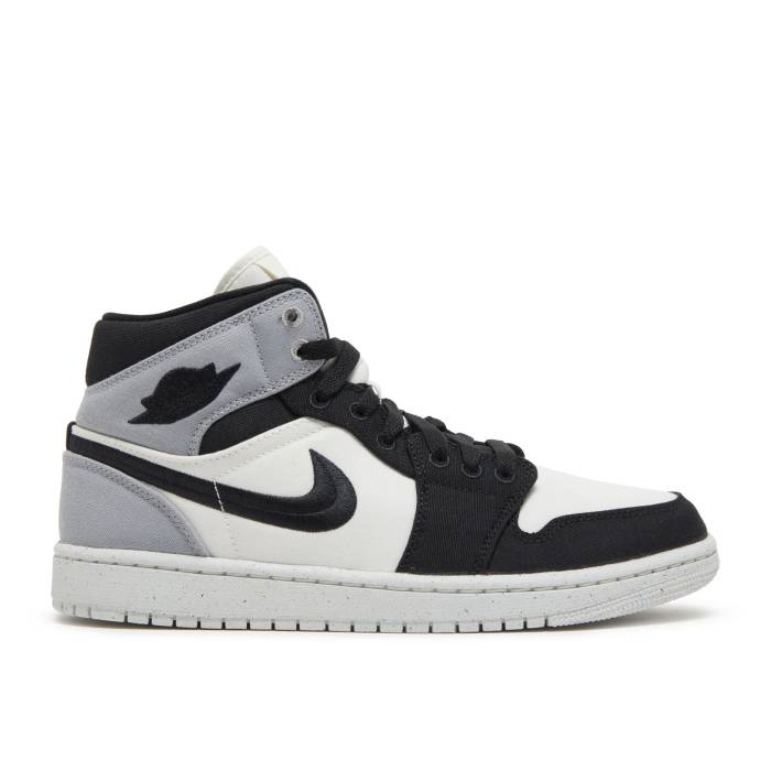 ナイキ エアジョーダン Air Jordan 【 Wmns Jordan 1 Mid Se \u0027Light Steel Grey Canvas\u0027 Women Sail/Black/Light Steel Grey 】 ミッド Steel スチール写真 薄墨色 薄墨色 レディース 黒いこと 黒いこと Steel スチール写真 薄墨色 グレ