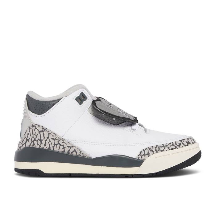 ナイキ エアジョーダン Air Jordan 【 Jordan 3 Retro Ps \u0027Hide N\u0027 Sneak\u0027 Youth White/Black/Iron/Light Ash Grey/Sail/Cement Grey 】 レトロ 御坊っちゃん キッズ 白いこと 白いこと 黒いこと 黒いこと 薄墨色 薄墨色 薄墨色・シメント