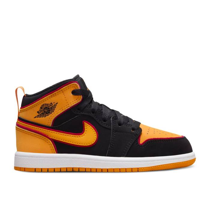 ナイキ エアジョーダン Air Jordan 【 Jordan 1 Mid Se Ps \u0027Vivid Orange\u0027 Youth Black/Vivid Orange/Cardinal Red/White 】 ミッド 御坊っちゃん キッズ 黒いこと 黒いこと orange 橙・オレンジ色 枢機卿 Red 赤・赤いこと 白いこと キッズファッション-靴