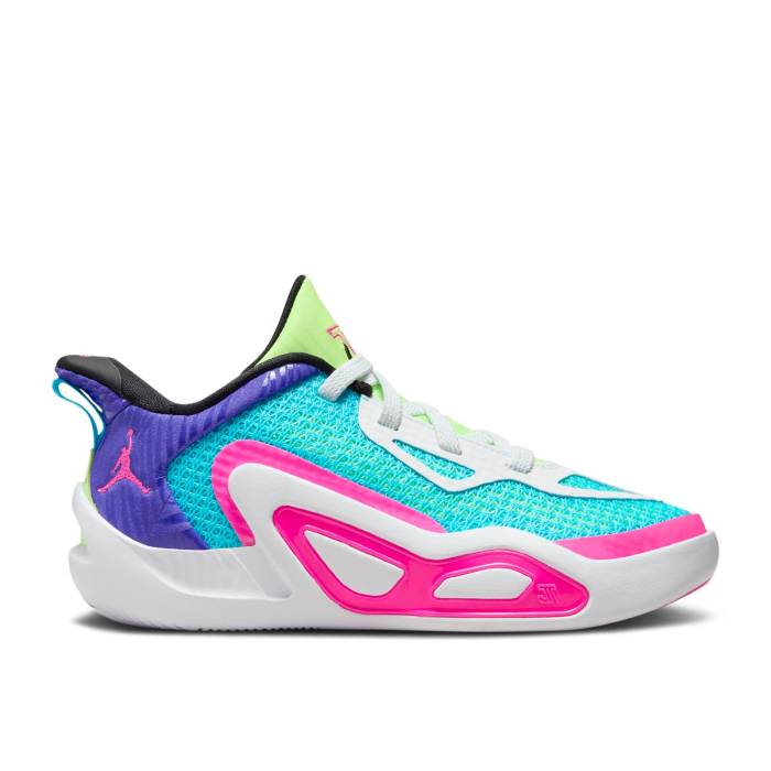 ナイキ　エアジョーダン Air Jordan 【 Jordan Tatum 1 Ps 'Wave Runner' Youth Lagoon Pulse/Pink Blast/Psychic Purple/White/Lime Glow/Black 】 キッズ ベビー マタニティ キッズファッション 靴 スニーカー ジュニア キッ画像
