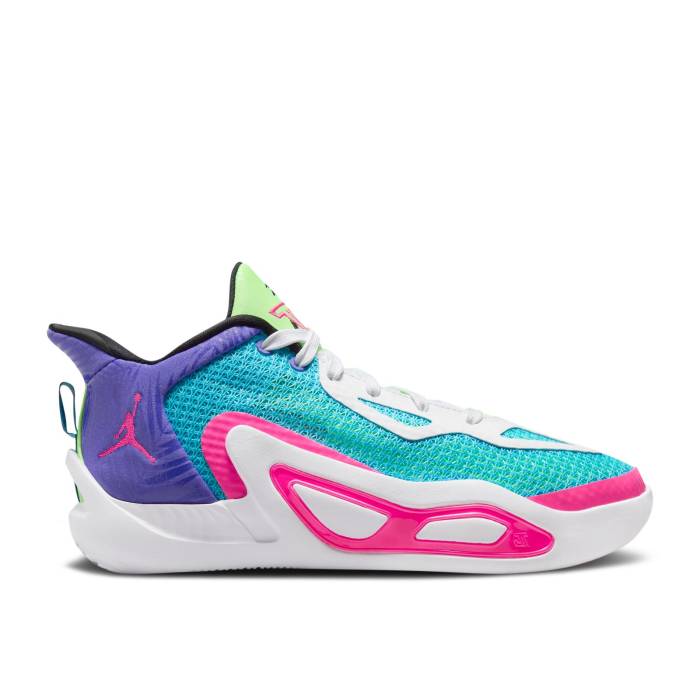 ナイキ　エアジョーダン Air Jordan 【 Jordan Tatum 1 Gs 'Wave Runner' Youth Lagoon Pulse/Pink Blast/Psychic Purple/White/Lime Glow/Black 】 キッズ ベビー マタニティ キッズファッション 靴 スニーカー ジュニア キッ画像