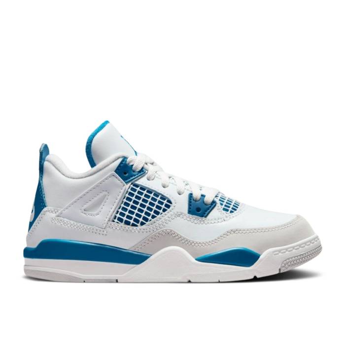 ナイキ エアジョーダン Air Jordan 【 Jordan 4 Retro Ps \u0027Military Blue\u0027 2024 Youth Off White/Military Blue/Neutral Grey 】 レトロ 御坊っちゃん キッズ 白いこと 白いこと 青味 青み 薄墨色 薄墨色