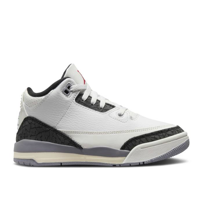 ナイキ エアジョーダン Air Jordan 【 Jordan 3 Retro Ps \u0027Cement Grey\u0027 Youth Summit White/Fire Red/Cement Grey/Black 】 レトロ 御坊っちゃん キッズ 白いこと 白いこと 火の手 Red 赤・赤いこと 薄墨色・シメント 薄墨色 薄墨色