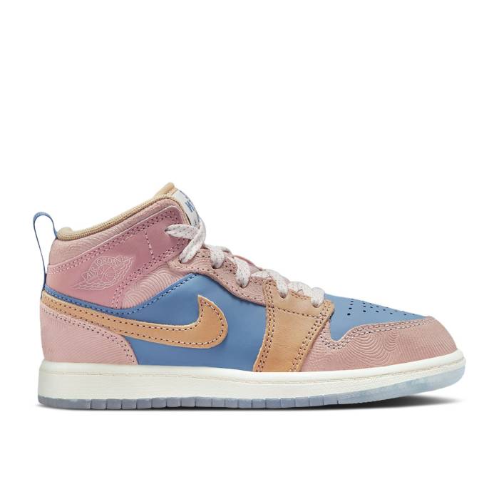 ナイキ エアジョーダン Air Jordan 【 Jordan 1 Mid Ss Ps \u0027Zen\u0027 Youth Aegean Storm/Hemp/Pink Oxford/Red Stardust/Sail/Sesame 】 ミッド 御坊っちゃん キッズ pink サクラ色 オックスフォード Red 赤・赤いこと