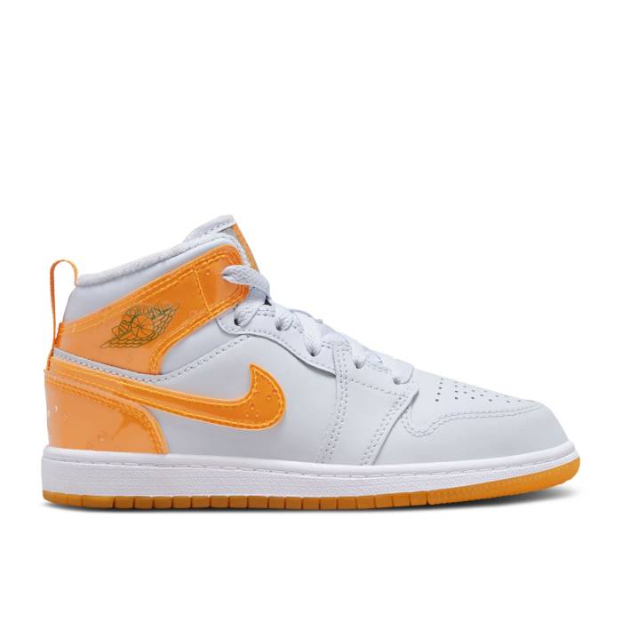 ナイキ エアジョーダン Air Jordan 【 Jordan 1 Mid Se Ps \u0027Gatorade Pack - Orange\u0027 Youth Football Grey/Pine Green/White/Orange Peel 】 ミッド 御坊っちゃん キッズ 蹴球 薄墨色 薄墨色 green 緑・緑であること 白いこと ホワ
