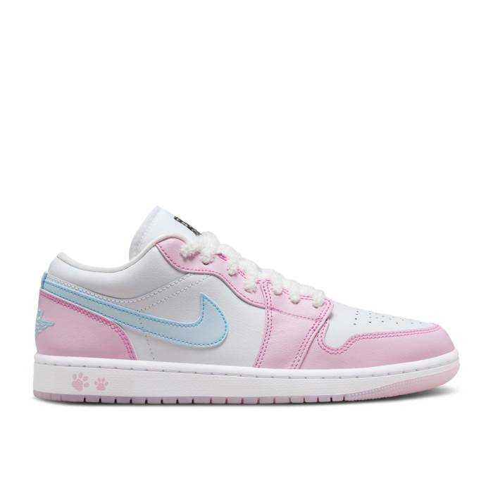 ナイキ エアジョーダン Air Jordan 【 Wmns Jordan 1 Low Se \u0027Paw Print\u0027 Women White/White/Pink Foam/Glacier Blue 】 レディース 白いこと 白いこと pink さくら色 青碧 青碧
