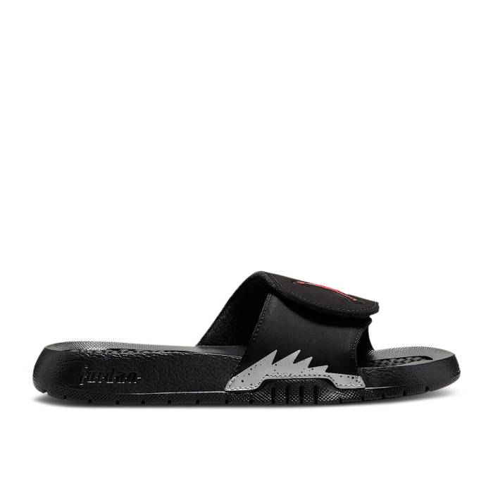 ナイキ　エアジョーダン Air Jordan 【 Jordan Hydro 5 Retro Slide Gs 'Black Metallic' Youth Black/Silver/Fire Red 】 Hydro ハイドロ レトロ Slide サンダル ジュニア キッズ 黒色 ブラック Silver 銀色・シルバー ファ