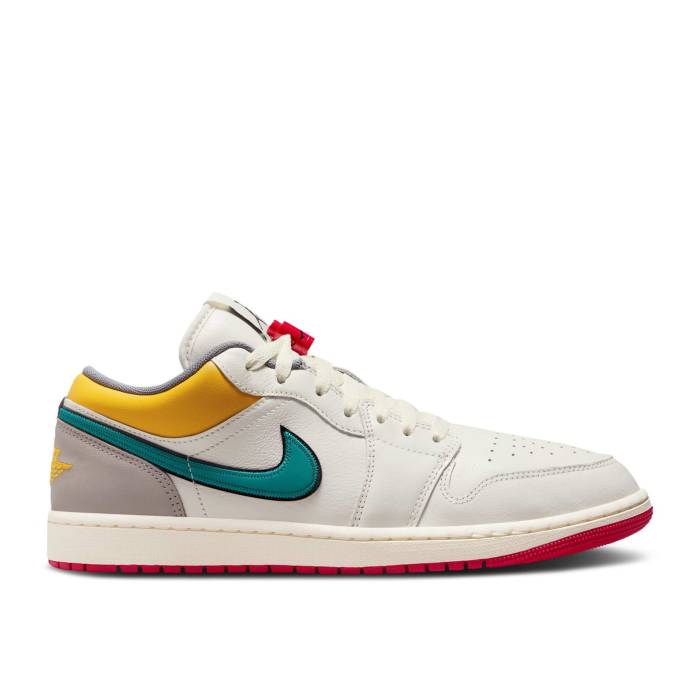 ナイキ エアジョーダン Air Jordan 【 Jordan 1 Low Premium \u0027Sail Yellow Ochre\u0027 Men Sail/Cashmere/College Grey/Brave Blue 】 Premium 割り増し金 yellow 黄味がかった・黄色 メンズ 分科大学 薄墨色 薄墨色 青み 青色