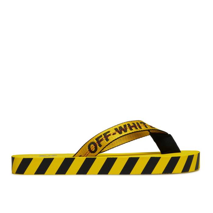 象牙色 Off-White 【 Industrial Flip Flops \u0027Logo Tape - Yellow\u0027 2021 Men Yellow/Black 】 メンズ yellow 黄味がかった・黄色 黒いこと 黒いこと