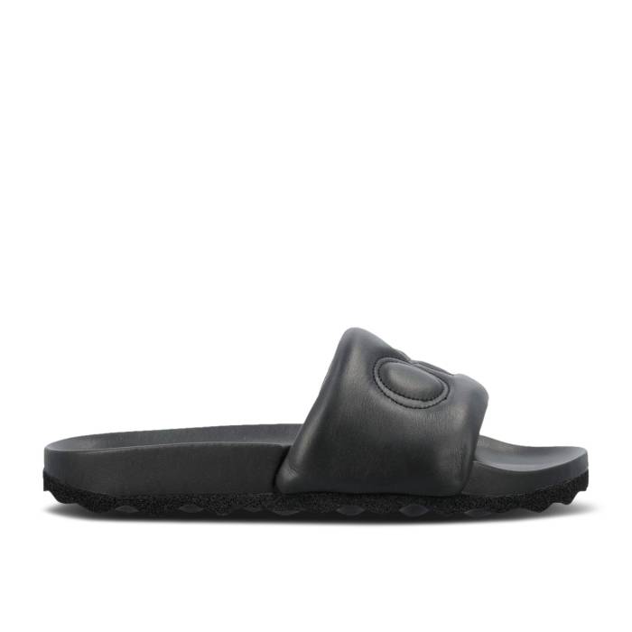 象牙色 Off-White 【 Bookish Leather Slider \u0027Black\u0027 Men Black/Black 】 なめし革 メンズ 黒いこと 黒いこと