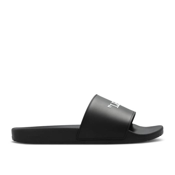 象牙色 Off-White 【 Quote Rubber Sliders \u0027Black\u0027 Men Black/White 】 天然ゴム サンダル メンズ 黒いこと 黒いこと 白いこと 白いこと