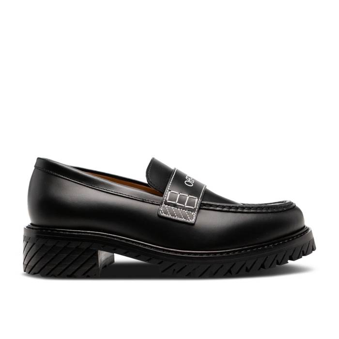 象牙色 Off-White 【 Wmns Combat Loafer \u0027Black\u0027 Women Black/White 】 武装戦闘 置き目毛革 シューズ レディース 黒いこと 黒いこと 白いこと 白いこと
