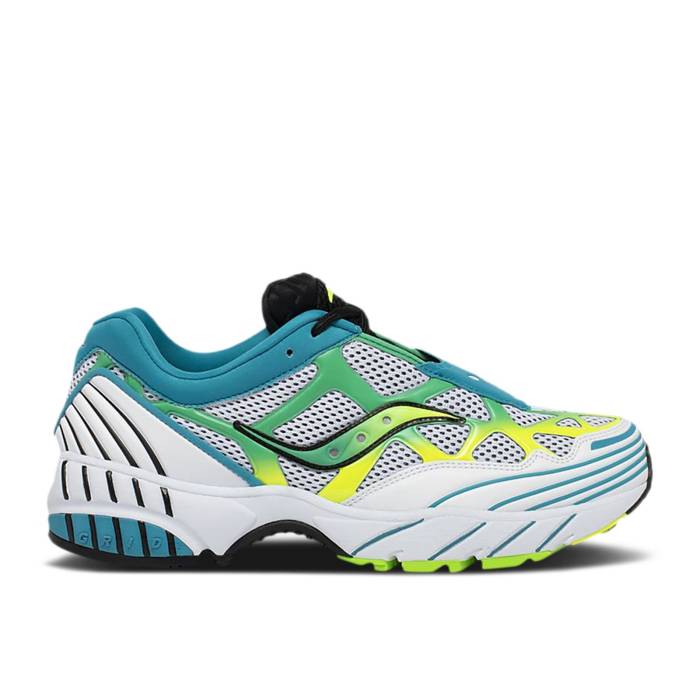 サッカニー Saucony 【 Grid Web \u0027Citron Teal\u0027 Men White/Citron/Teal 】 メンズ 白いこと 白いこと