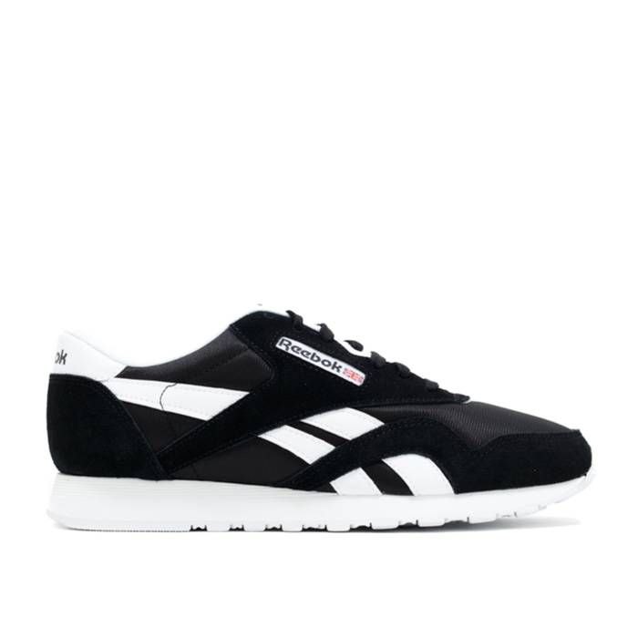 リーボック Reebok 【 Classic Leather Nylon \u0027Black White\u0027 Men Black/White 】 古典派音楽 なめし革 ナイロン メンズ 黒いこと 黒いこと 白いこと 白いこと メンズ靴-スニーカー-靴
