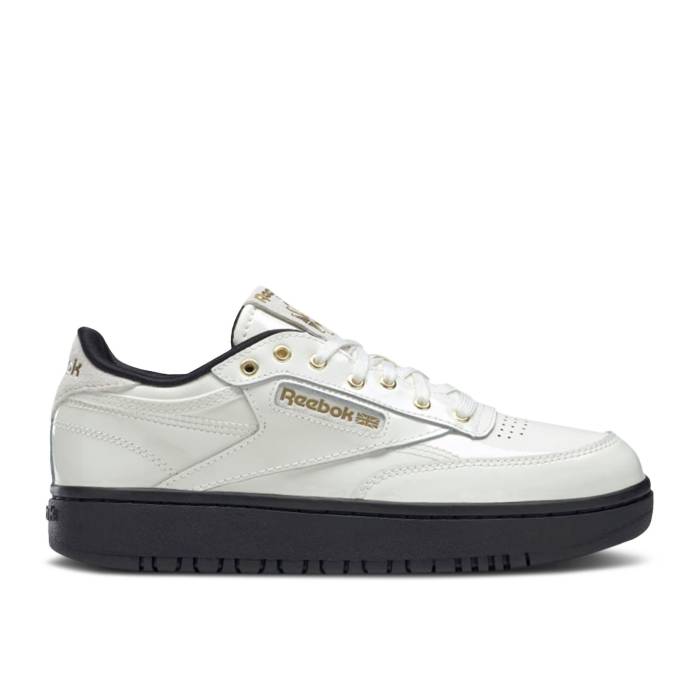 リーボック Reebok 【 Cardi B X Wmns Club C Double \u0027Chalk\u0027 Women Chalk/Core Black/Matte Gold 】 野球クラブ レディース 中核グループ 黒いこと 黒いこと ゴールド