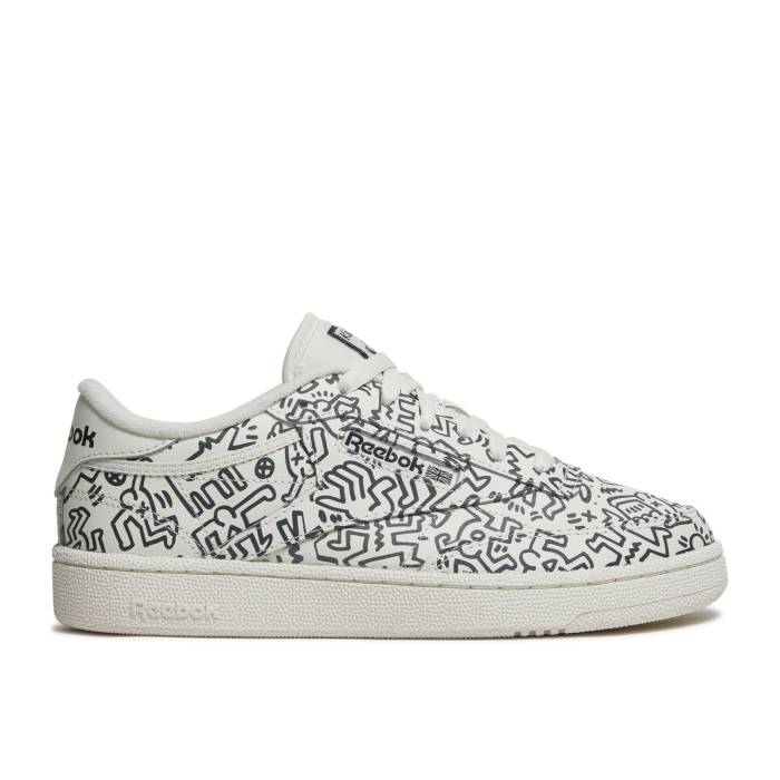 リーボック Reebok 【 Keith Haring X Club C \u0027Dancing Figures Allover Print\u0027 Men Chalk/Pure Grey 8/Chalk 】 野球クラブ メンズ 純然たる 薄墨色 薄墨色