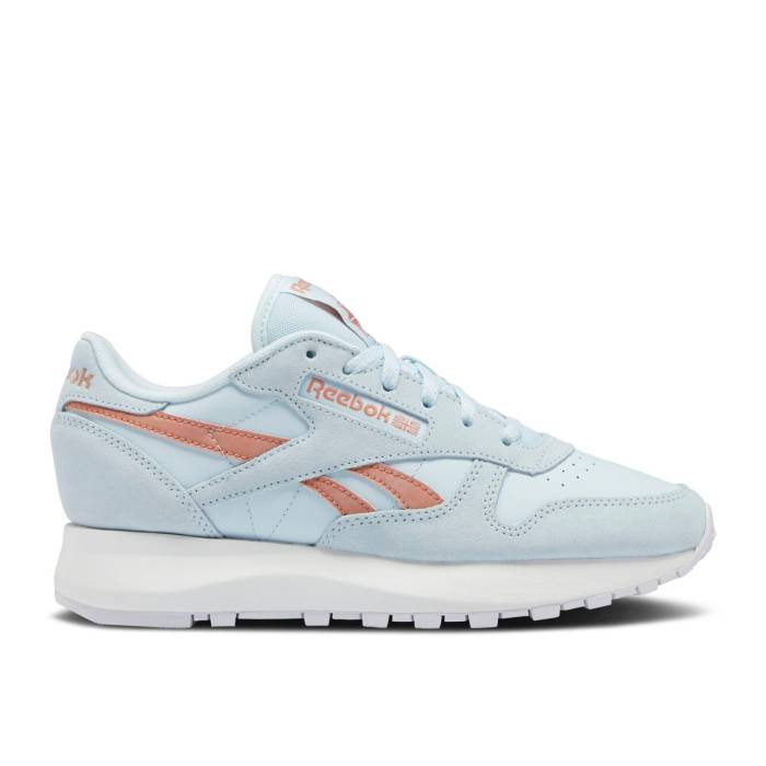 リーボック Reebok 【 Wmns Classic Leather Sp 'Glass Blue Canyon Coral' Women Glass Blue/Glass Blue/Canyon Coral 】 クラシック レザー 青色 ブルー レディース 青色 ブルー｜スニケス