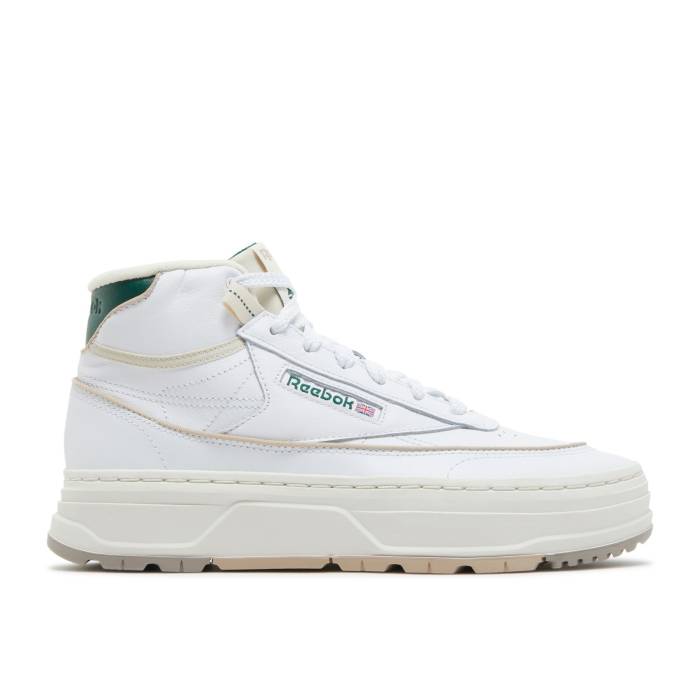 リーボック Reebok 【 Wmns Club C Geo Mid \u0027White Dark Green\u0027 Women Cloud White/Chalk/Dark Green 】 野球クラブ ミッド レディース 白いこと 白いこと green 緑・緑であること