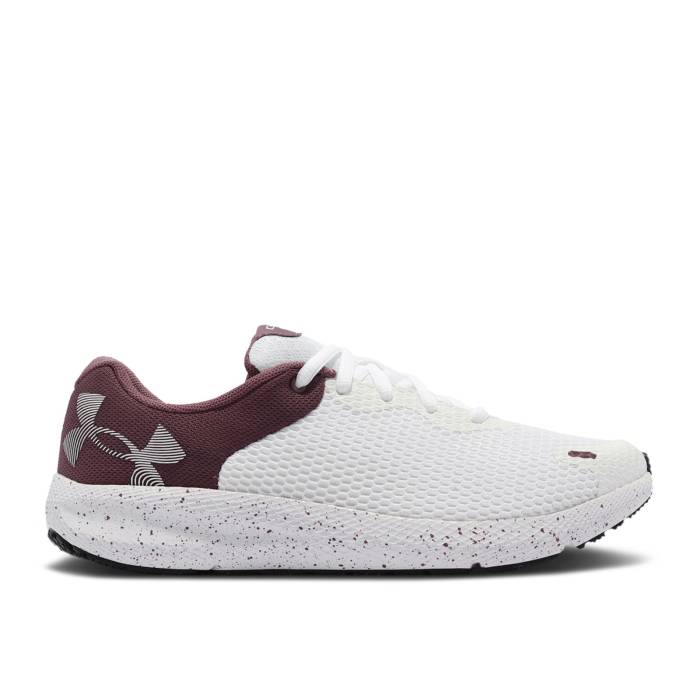 アンダーアーマー Under Armour 【 Wmns Charged Pursuit 2 Big Logo Speckled 'White Ash Plum' Women White/Ash Plum 】 ロゴ レディース 白色 ホワイト｜スニケス