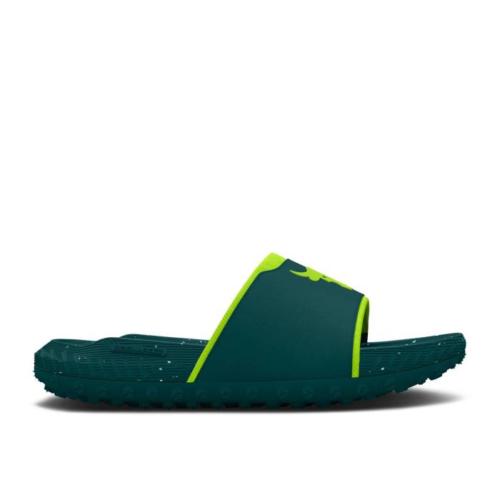 アンダーアーマー Under Armour 【 Project Rock 3 Slide \u0027Hydro Teal High Vis Yellow\u0027 Men Hydro Teal/High Vis Yellow 】 Slide サンダル ご機嫌 メンズ Hydro ハイドロ ご機嫌 yellow 黄味がかった・黄色