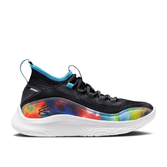 Curry Brand 【 Curry Flow 8 ガウス \u0027Feel Good Flow\u0027 Youth Black/White/White 】 カリー 流通受け答え お坊っちゃん キッズ 黒いこと 黒いこと 白いこと 白いこと