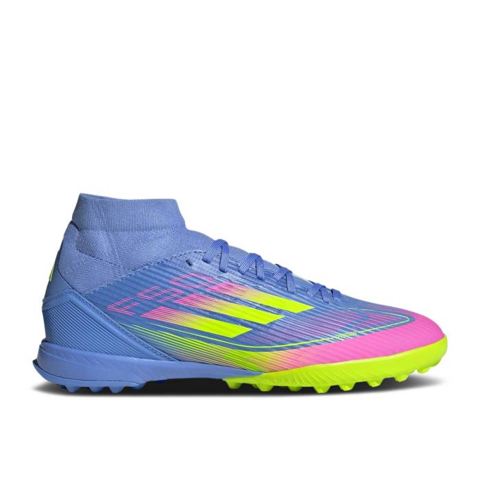 アディダス Adidas 【 Wmns Adizero F50 League Mid Tf \u0027Celestial Victory Pack\u0027 Women Blue Fusion/Lucid Lemon/Lucid Pink 】 アディゼロ ミッド Victory 白星 レディース 青み 青色 Fusion 核融合反応 pink サクラ色