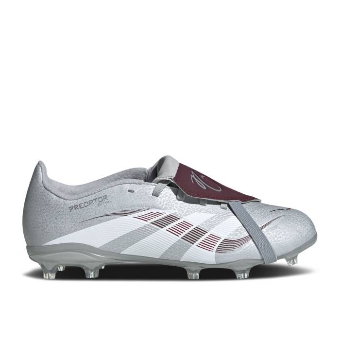 アディダス Adidas 【 Jude Bellingham X Predator 24 League Foldover Tongue Fg Mg K \u0027Chrome Dream\u0027 Youth Silver Metallic/Legacy Burgundy/Maroon 】 プレデター お坊っちゃん キッズ Silver しろがね色・しろがね色 legacy レガシー ブドウ酒色・