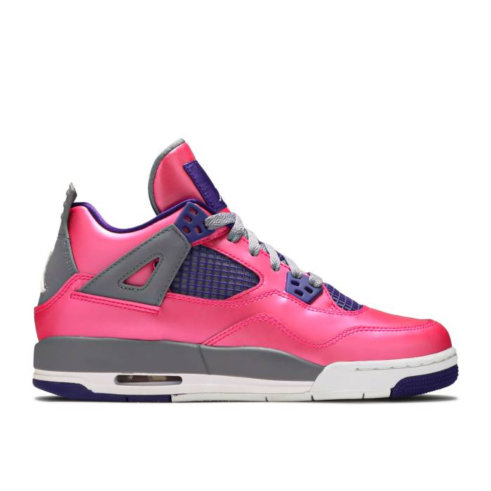 ナイキ エアジョーダン Air Jordan 【 Jordan 4 Retro ガウス \u0027Pink Foil\u0027 Youth Pink Foil/White/Cement Grey/Electric Purple 】 レトロ お坊っちゃん キッズ pink さくら色 白いこと 白いこと 薄墨色・シメント 薄墨色 薄墨色 Purple 紫・