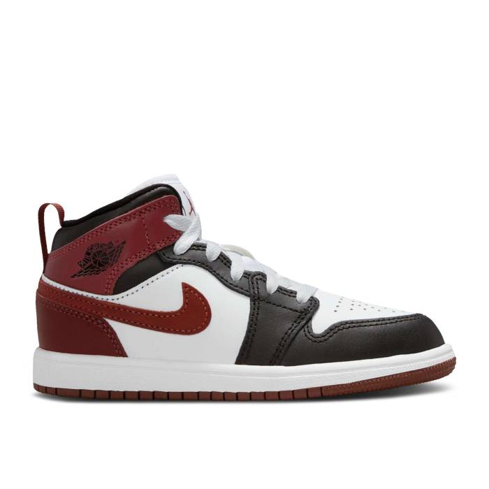 ナイキ エアジョーダン Air Jordan 【 Jordan 1 Mid Se Ps \u0027Dark Pony\u0027 Youth White/Black/Dark Pony 】 ミッド お坊っちゃん キッズ 白いこと 白いこと 黒いこと 黒いこと 子馬
