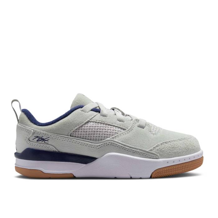 ナイキ エアジョーダン Air Jordan 【 Jordan Flight Court Ps \u0027Neutral Grey Midnight Navy Gum\u0027 Youth Neutral Grey/White/Gum Light Brown/Midnight Navy 】 Flight 航空 厚地の外套 薄墨色 薄墨色 紺色 米国海軍 お坊っちゃん キッズ