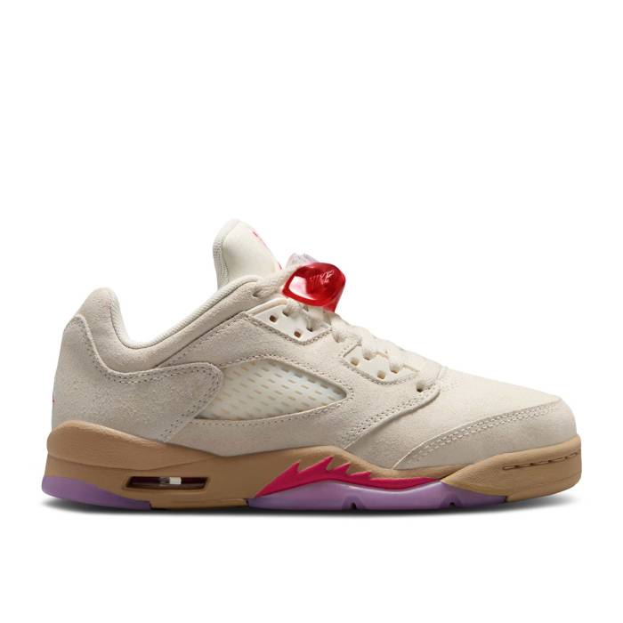 ナイキ エアジョーダン Air Jordan 【 Jordan 5 Retro Low ガウス \u0027Peanut Butter \u0026 Jelly\u0027 Youth Pale Ivory/Fusion Red/Desert/Rush Fuchsia 】 レトロ 御坊っちゃん キッズ 象牙色 Fusion 核融合反応 Red 赤・赤いこと rush ラッ 靴-キッズファッション-キッズ・ベビー・マタニティ