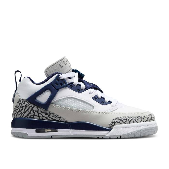 ナイキ エアジョーダン Air Jordan 【 Jordan Spizike Low ガウス \u0027White Midnight Navy\u0027 Youth White/Neutral Grey/Anthracite/Midnight Navy 】 お坊っちゃん キッズ 白いこと 白いこと 薄墨色 薄墨色 紺色 米国海軍