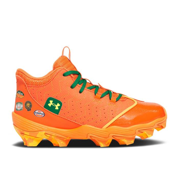 アンダーアーマー Under Armour 【 Harper 9 Rm Jr \u0027Juice Pack\u0027 Youth Team Orange/Vine Green/Taxi 】 お坊っちゃん キッズ Team 野球クラブ orange 橙・オレンジ色 green 緑・緑であること