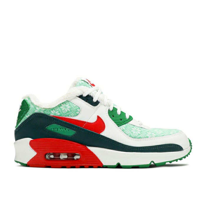 ナイキ Nike 【 Air Max 90 ガウス \u0027Christmas Sweater\u0027 Youth White/University Red/Dark Atomic Teal/Lucky Green 】 マックス 御坊っちゃん キッズ 白いこと 白いこと Red 赤・赤いこと green 緑・緑であること