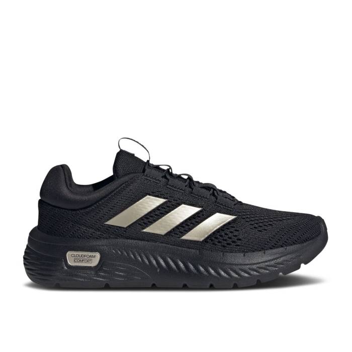 アディダス Adidas 【 Wmns Cloudfoam Comfy \u0027Black Champagne Metallic\u0027 Women Core Black/Champagne Metallic/Cloud White 】 レディース 中核グループ 黒いこと 黒いこと 白いこと 白いこと