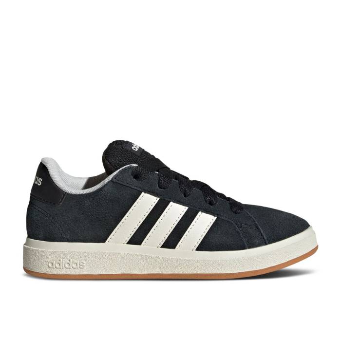 アディダス Adidas 【 Grand Court 00S K \u0027Black\u0027 Youth Core Black/Off White/Gum 】 競技場 厚地の外套 お坊っちゃん キッズ 中核グループ 黒いこと 黒いこと 白いこと 白いこと