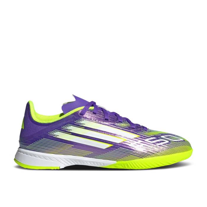 アディダス Adidas 【 Adizero F50 League In K \u0027Radiant Blaze Pack\u0027 Youth Purple Rush/Cloud White/Lucid Lemon 】 アディゼロ お坊っちゃん キッズ Purple 紫・パープル rush 混雑時 白いこと 白いこと